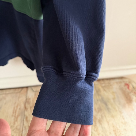 Vintage Ralph Lauren Chaps Rugby Shirt Mens M Navy Green Stripe 90s Preppy Bloke - Picture 8 of 12